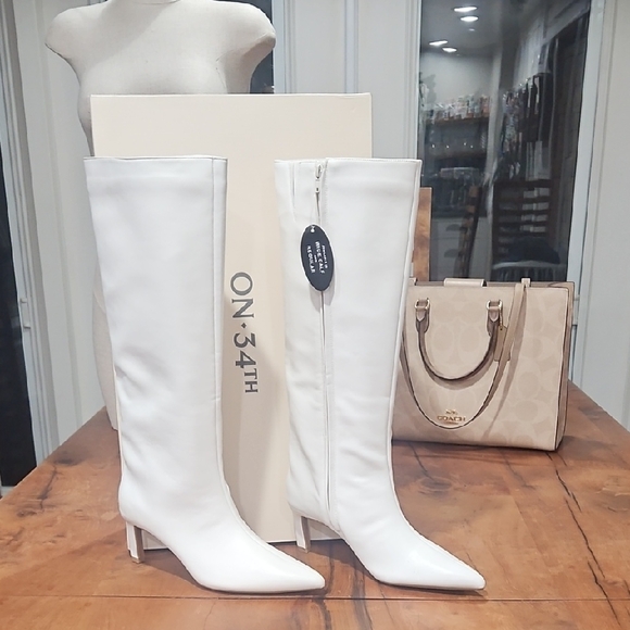ON 34th Shoes - On 34th White Knee-High Boots Sz 9m. Bone Sm Nwt